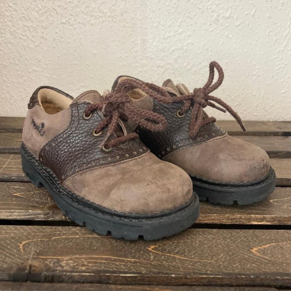 Brakkies Brown Oxford Leather Lace Up Dress Shoes Toddler Size 8